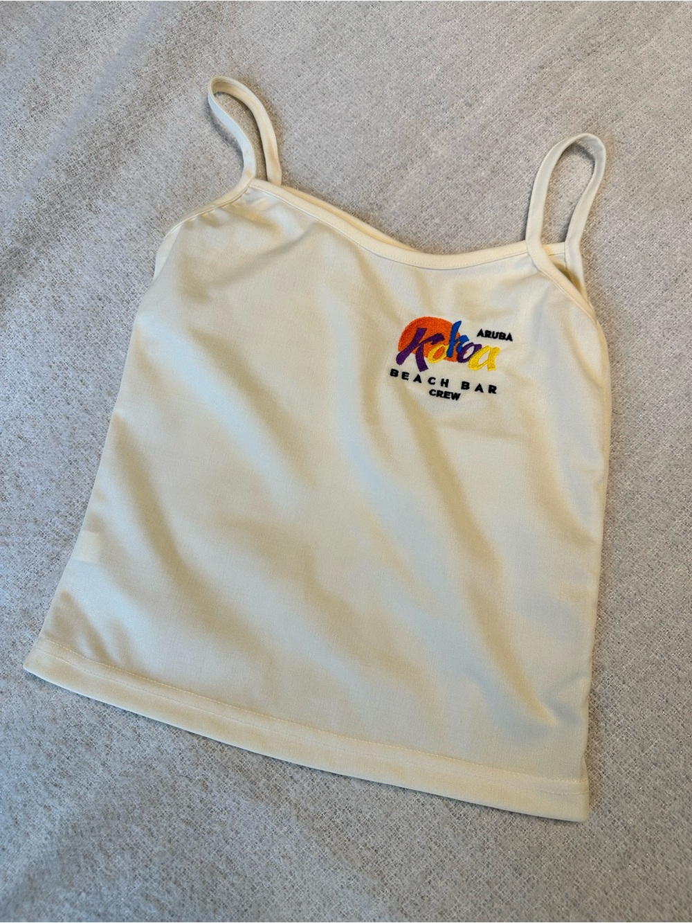 Vintage - Kokoa Aruba Beach Bar Crew Spaghetti Strap Tank - Pale Yellow